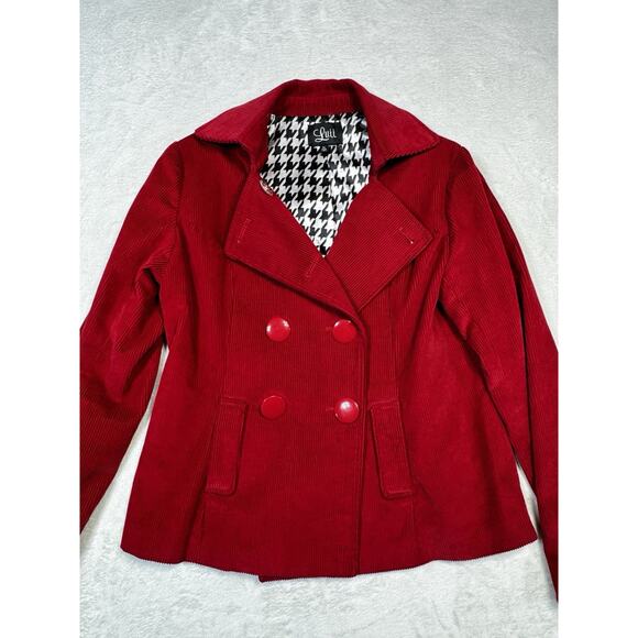 Vintage Anthropolog Luii Red Corduroy Peacoat XL Dble Breasted Retro Mod Jacket - Picture 1 of 8